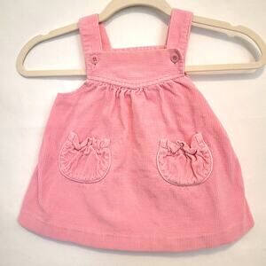 Popsicle VTG Pink Corduroy Toddler Jumper Dress Size  3 Cotton Ruffle Pockets